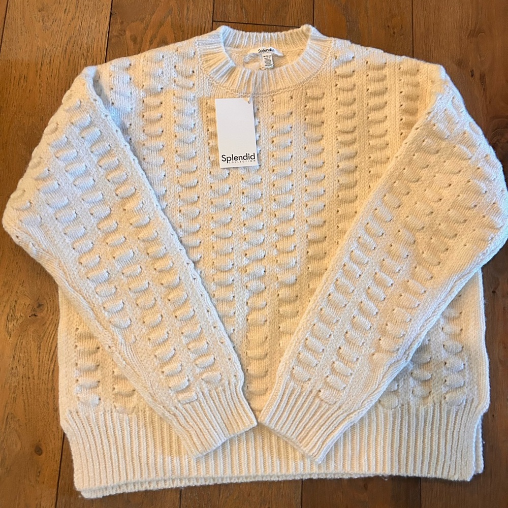NWT Splendid Women's Textured Cream Sweater - Picture 1 of 4